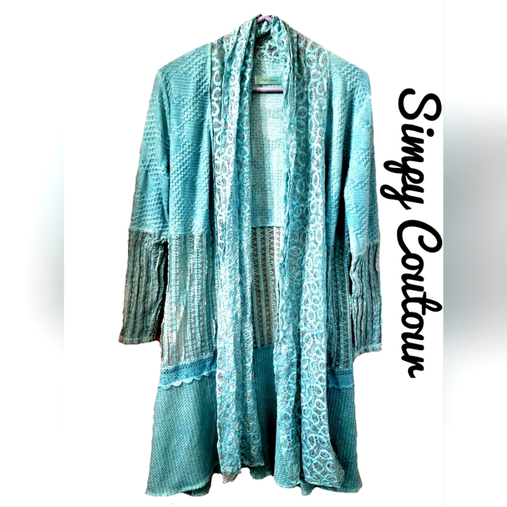 Simply Couture Aqua blue cardigan Lg